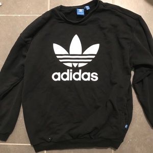 Black Adidas Long Sleeved Crew Neck Sweatshirt